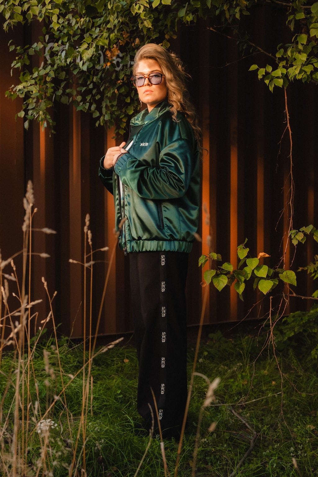 Green Oversized Bomber Jacket SEB